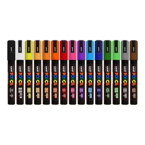 Набор акриловых маркеров Uni Posca Markers PC-5M, 15set.