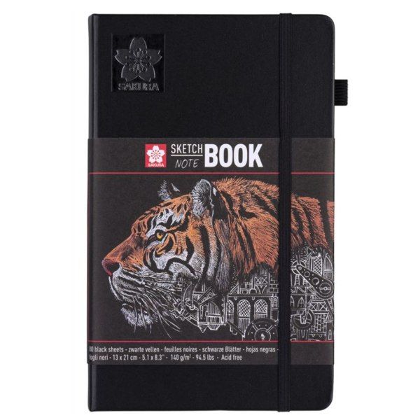 Блокнот для графіки Sakura Sketch, 140 г/м2, А5, 80 л, чорні листи