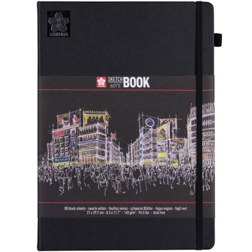 Скетчбук Sakura Sketch, 140 г/м2, 21х29, 7 см, 80 л, Чорний