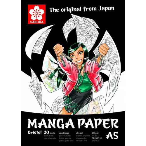 Альбом для изображения MANGA Sakura, A5, 250 г/м2, 20 листов