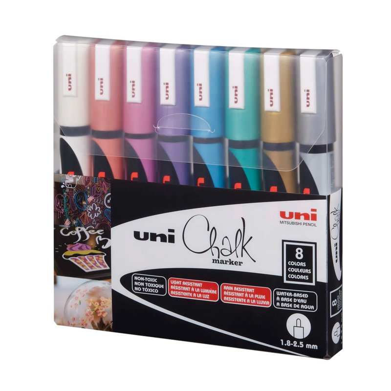 Набор меловых маркеров UNI Posca PWE-5M Metallic Color (CHALK) 8 шт