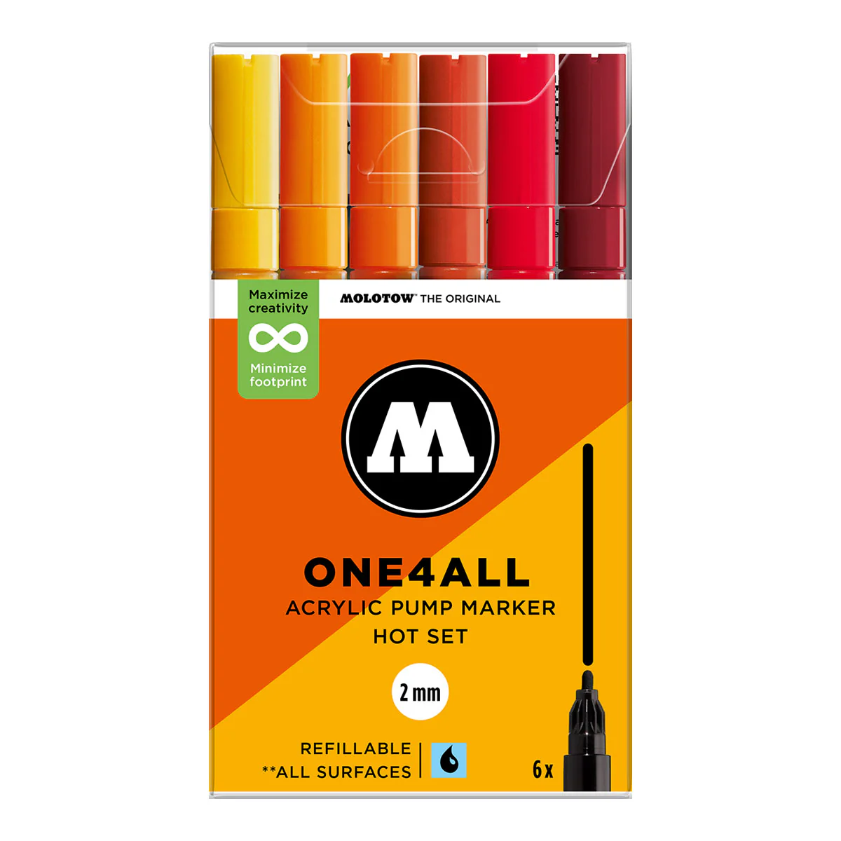 Набір Акрилових Маркерів Molotow ONE4ALL 127HS 6set Hot (6 шт)