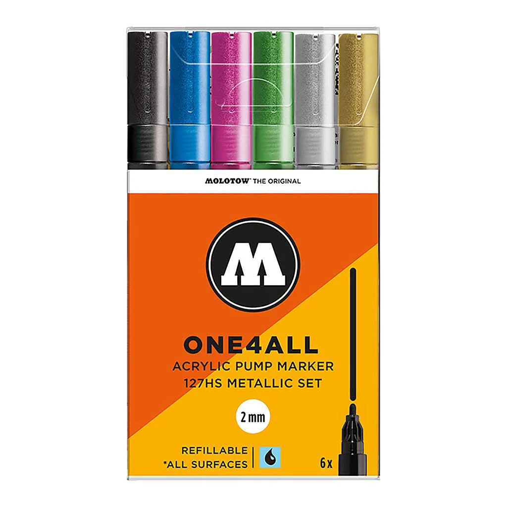 Набор акриловых маркеров Molotow ONE4ALL 127HS 6set Metallic (6 шт)