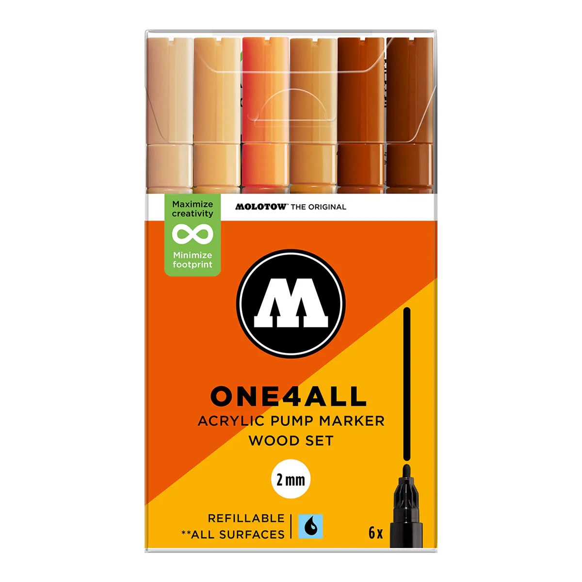 Набор акриловых маркеров Molotow ONE4ALL 127HS 6set Wood (6 шт)