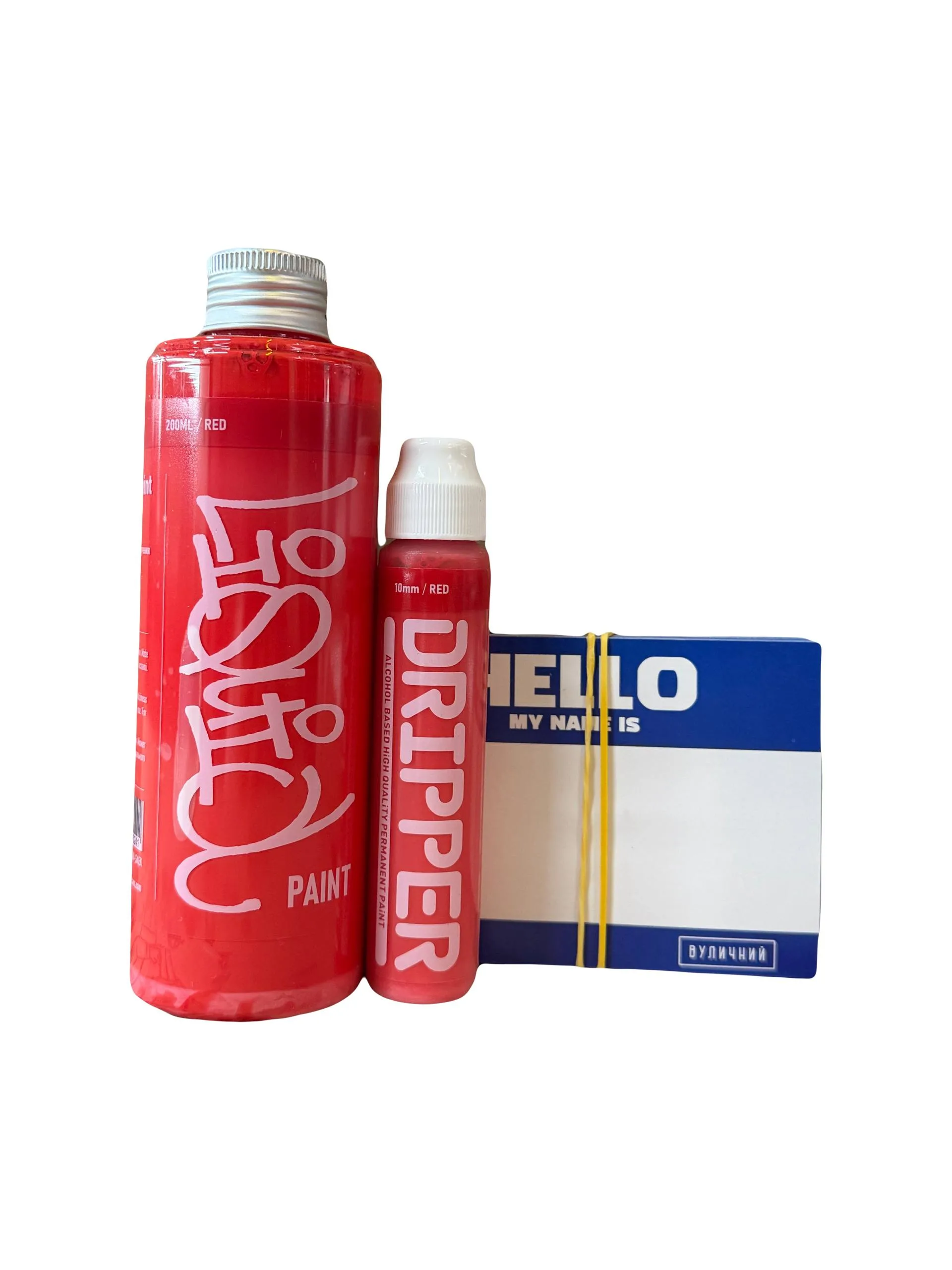 Набор Сквизер Dope Dripper 10мм Заправленный + Заправка Dope Liquid Paint 200мл + 100 стикеров Hello My Name Is